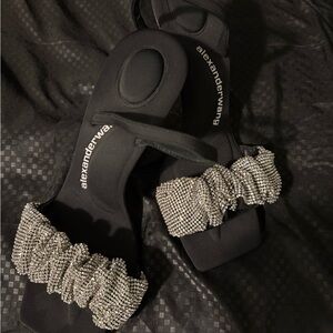 Alexander Wang Black Sandals with Silver Accents
